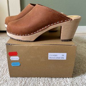 Lotta from Stockholm High Heel Classic Clog Brown Oiled Nubuck
